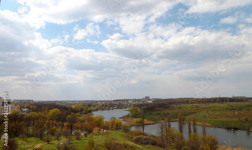 landscape with river and blue sky