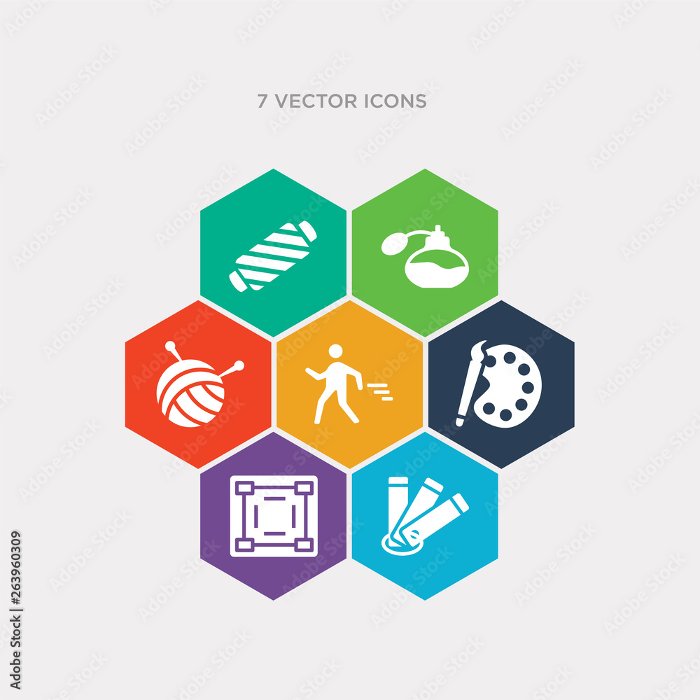 simple set of swatches, cutting tool selection, palette and paint brush, act icons, contains such as icons yarn spool, bottle of perfume, cylindrical lamp and more. 64x64 pixel perfect. infographics