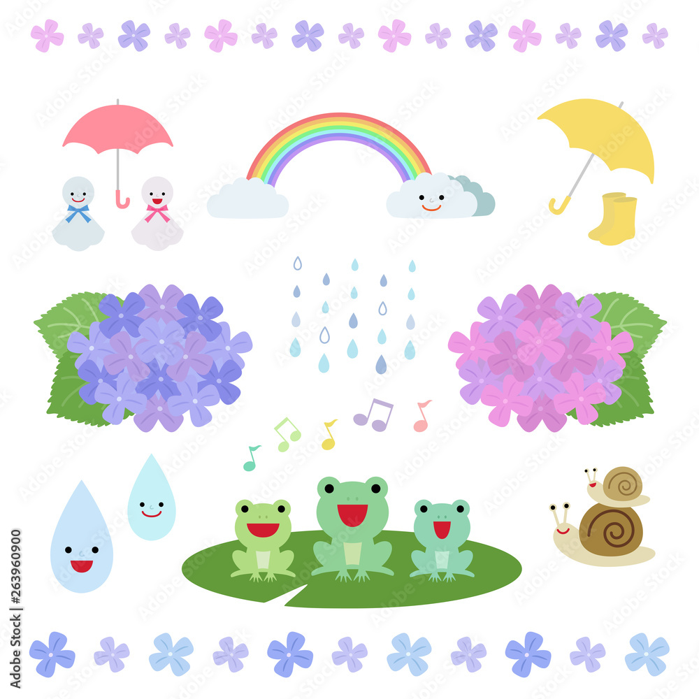 梅雨のイラスト素材セット Vector Eps 10 Stock Vector Adobe Stock