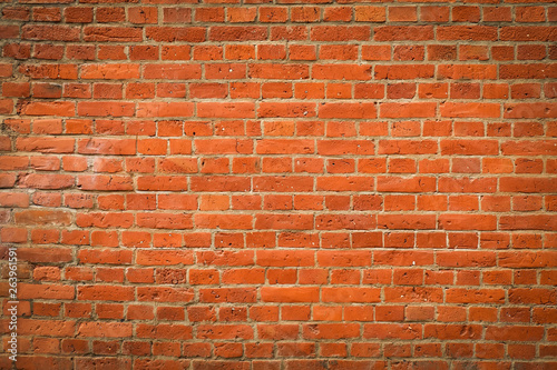 Old red brick wall texture or background