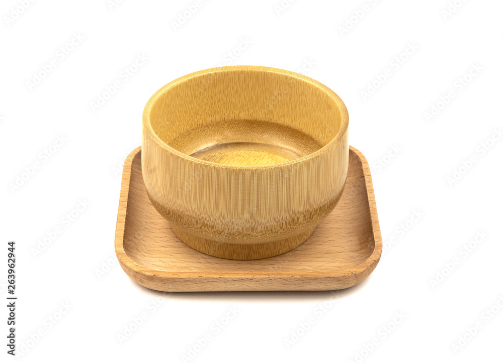 Empty wooden cups (plates) isolated on white background Empty wooden cups (plates) isolated on white background