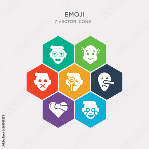 simple set of liar emoji, love emoji, lying emoji, monocle icons, contains such as icons muted nauseated nerd and more. 64x64 pixel perfect. infographics vector