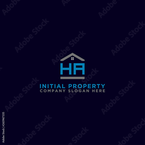 Logo template vector Design, property, real estate with the initials HA - Vector