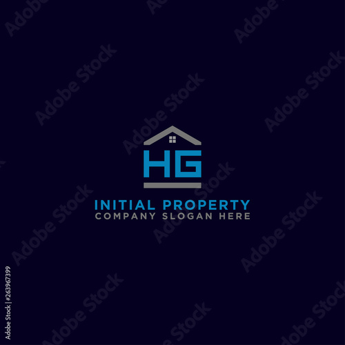 Logo template vector Design, property, real estate with the initials HG - Vector