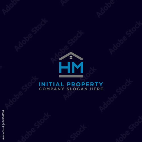 Logo template vector Design, property, real estate with the initials HM - Vector