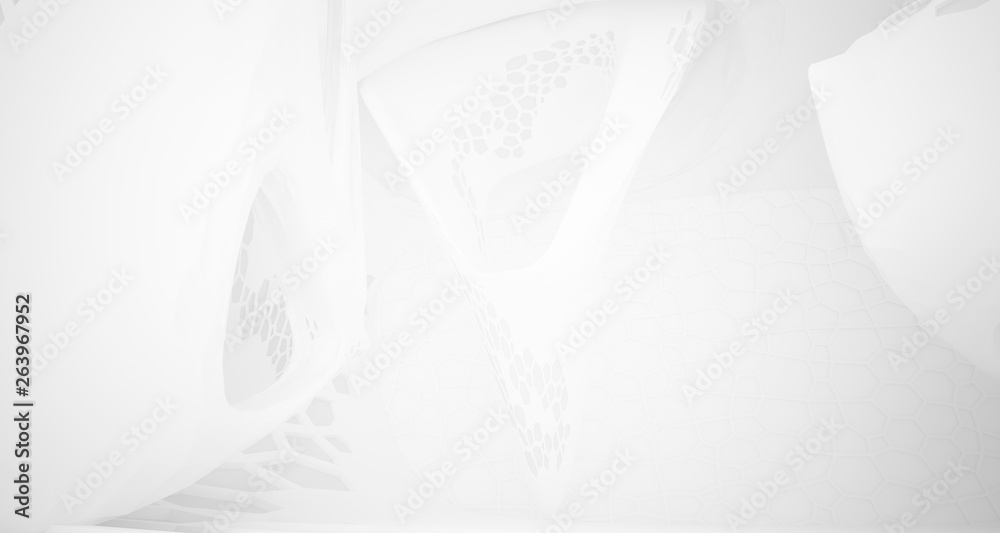 Abstract white parametric interior with window. 3D illustration and rendering. Abstract white parametric interior with window. 3D illustration and rendering.
