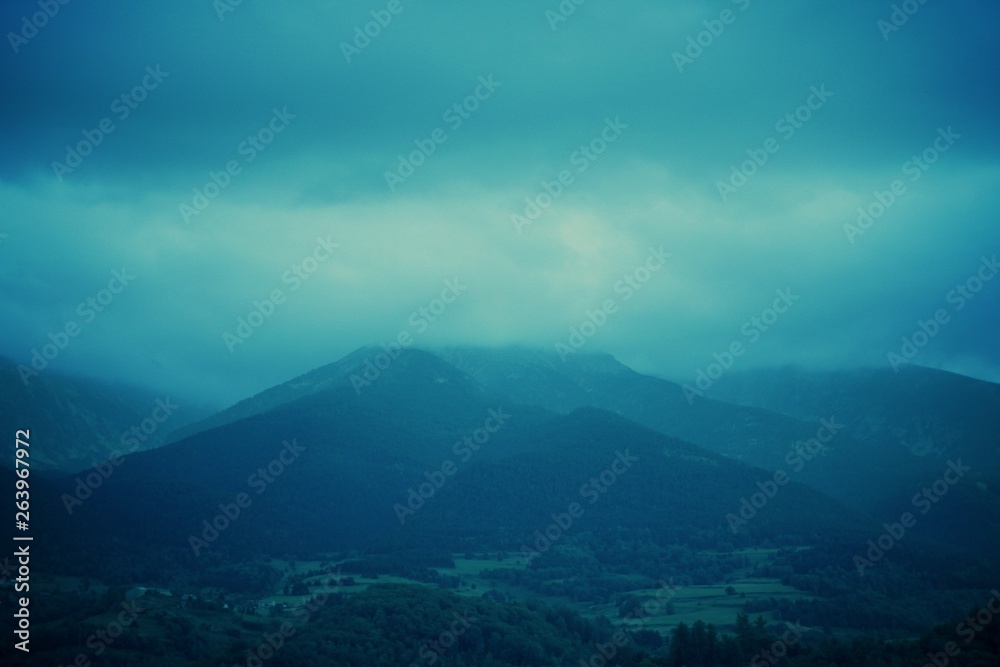 Obraz premium Misty mountain in Pyrenees - South of France