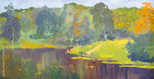 Valokuva Oil painting colorful autumn trees