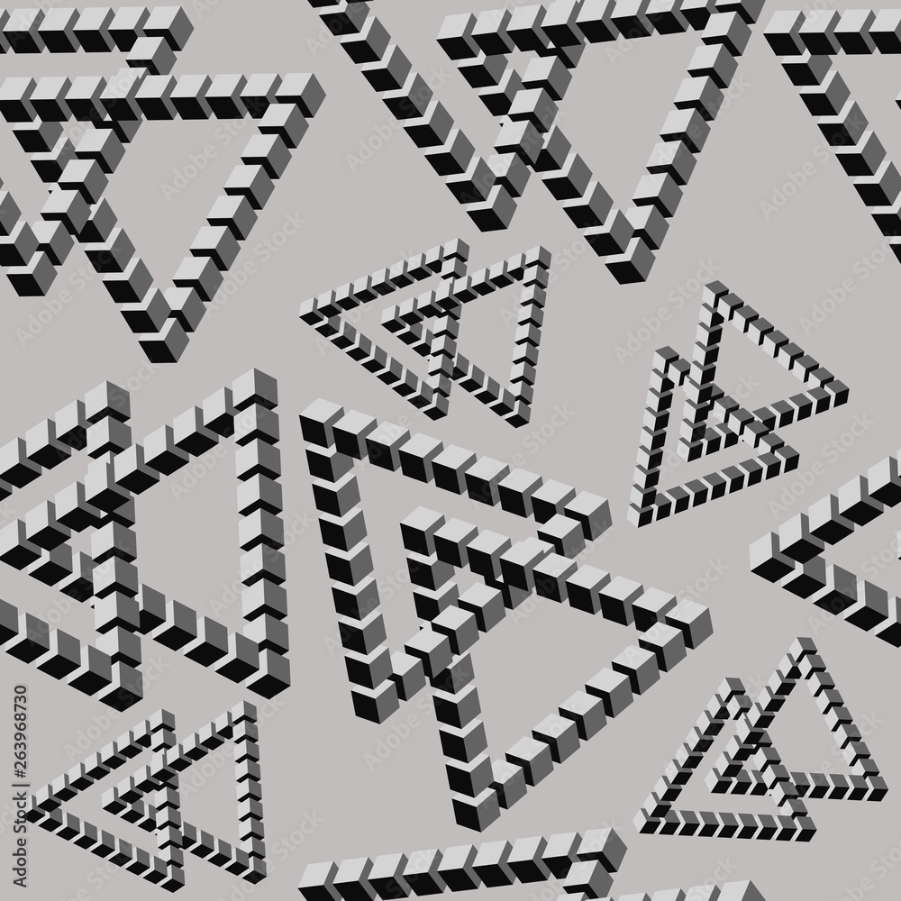 Seamless pattern, gray triangles, isometry