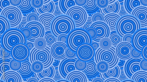 Blue Overlapping Concentric Circles Pattern Background Vector Graphic