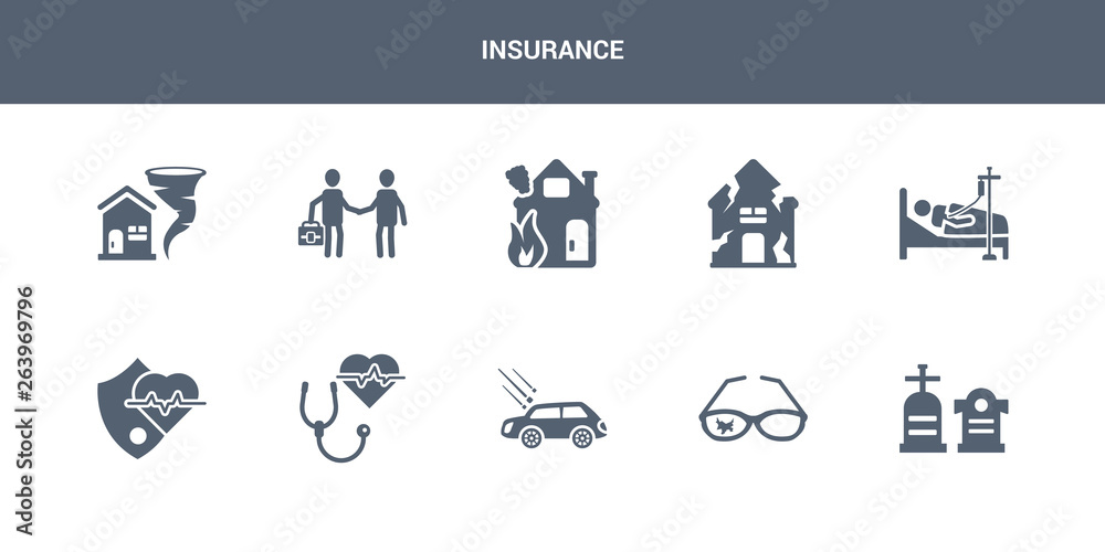 10 insurance vector icons such as funeral, glasses insurance, hail on the car, health insurance, heart contains hospitalization, house for storms, house on fire, agent, for home of tornado. icons 10 insurance vector icons such as funeral, glasses insurance, hail on the car, health insurance, heart contains hospitalization, house for storms, house on fire, agent, for home of tornado. icons