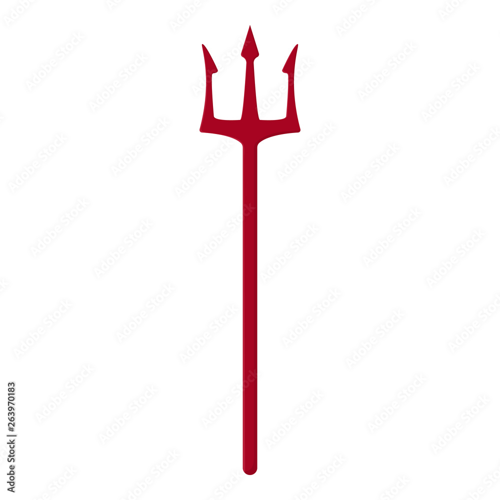 Red trident isolated on white background. Devil, neptune trident. Cartoon style. Clean and modern vector illustration for design, web. Red trident isolated on white background. Devil, neptune trident. Cartoon style. Clean and modern vector illustration for design, web.