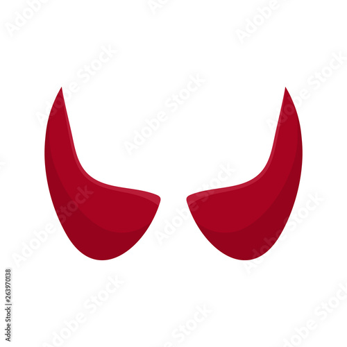 Red devil horn isolated on white background. Cartoon style. Clean and modern vector illustration for design, web.