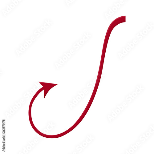 Red devil tail isolated on white background. Cartoon style. Clean and modern vector illustration for design, web.