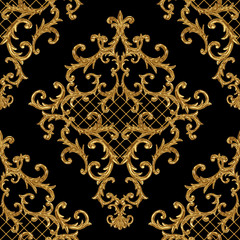 Handdoek met foto Zwart goud patronen Barokke gouden ornamenten aquarel zwart  © Olga