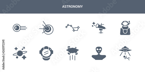 10 astronomy vector icons such as abduction, alien, asteroid, astranaut helmet, astrology contains astronaut, astronomy, big dipper, black hole, comet. astronomy icons