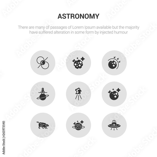 9 round vector icons such as ufo, uranus, ursa major, venus, aerolite contains aerospace, aerosphere, moon, pulsar. ufo, uranus, icon3_, gray astronomy icons