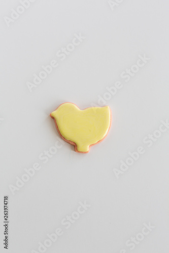 Yellow Chick Shaped Sugar Cookie With Royal Icing