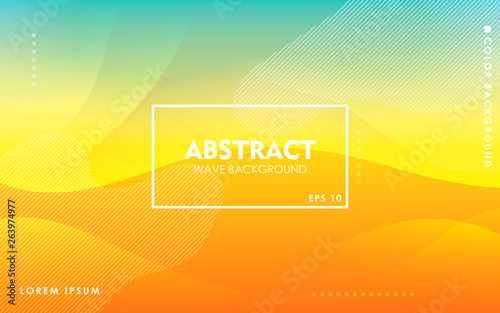 Dynamic wave background. Modern yellow and blue gradient color wavy abstract shape composition. Colorful fluid landing page.