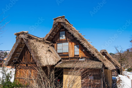 Shirakawa-go (Shirakawa Village), Gifu Prefecture / Japan - March 17th, 2018: The historic village of Shirakawa-go, a UNESCO World Heritage Site.