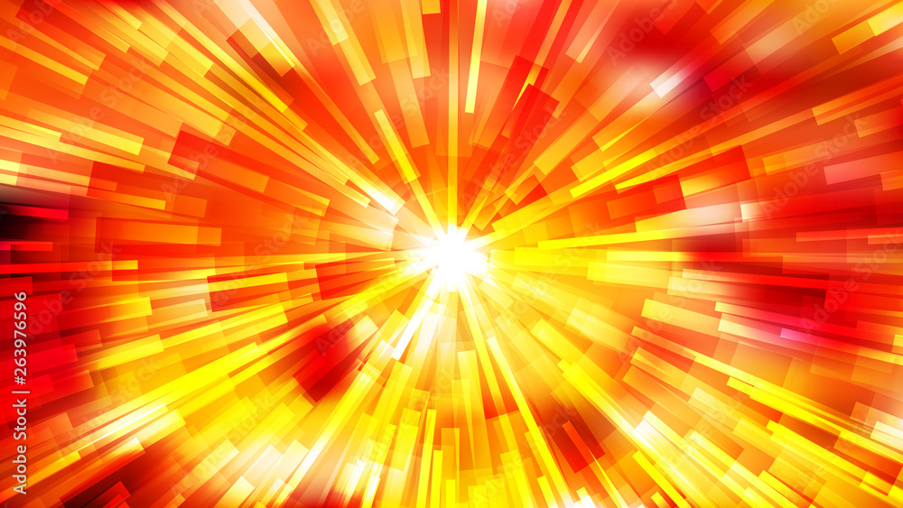 Abstract Red and Yellow Radial Explosion Background Stock Vector