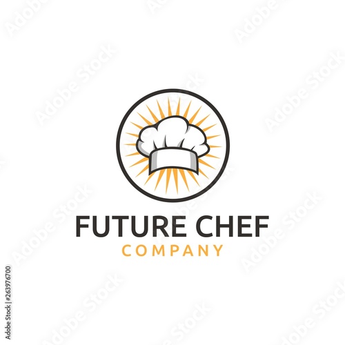 chef hat headgear cook kitchener chef logo vector illustration