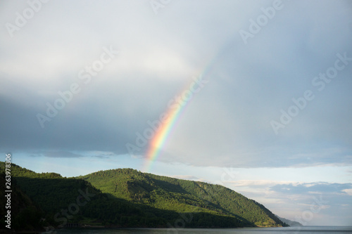 rainbow over baikal lake