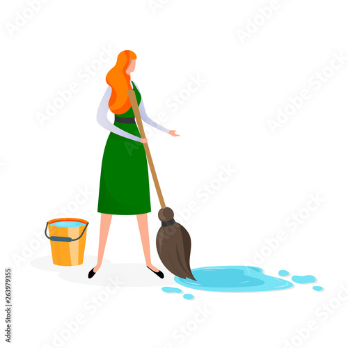 Beautiful Young Redhead Woman Housewife Character.