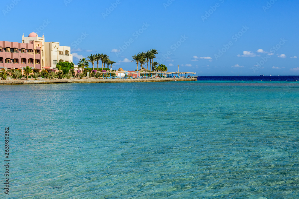 Panoramic view on a Red sea. Summer vacation