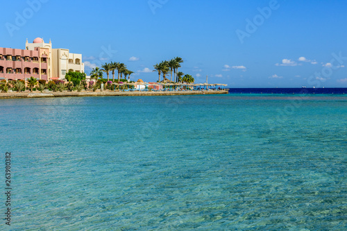 Panoramic view on a Red sea. Summer vacation