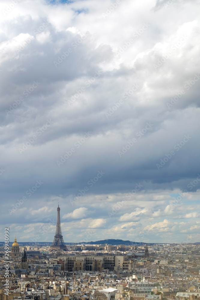 Panorama of Paris with Eiffel Tower