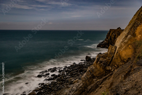 sunset over the cliffs and ocean in California