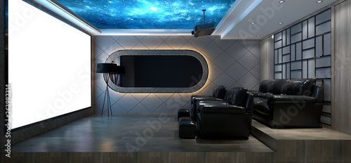 Bild auf Leinwand 3d render home cinema room