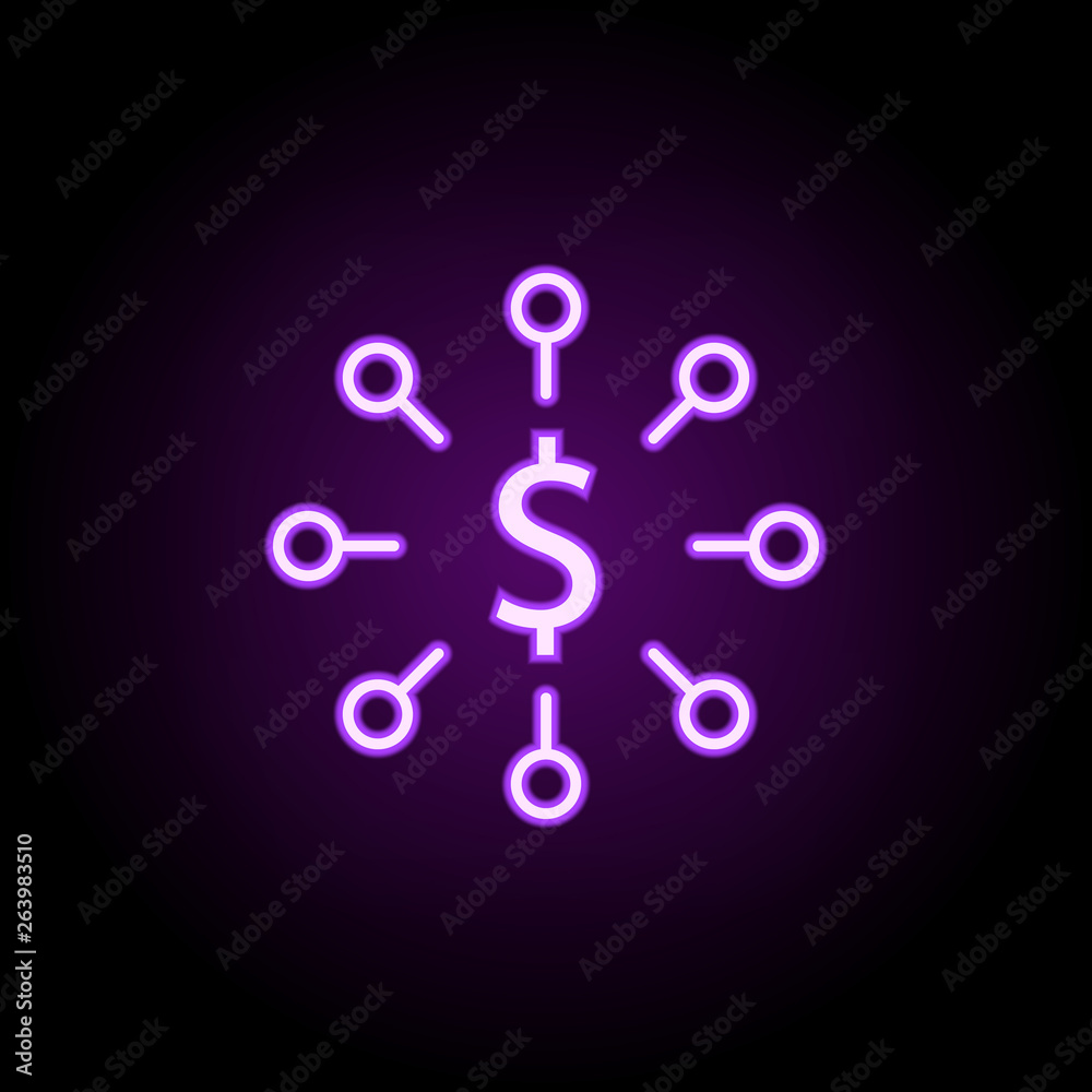 Fototapeta premium dollar symbol neon icon. Elements of business set. Simple icon for websites, web design, mobile app, info graphics