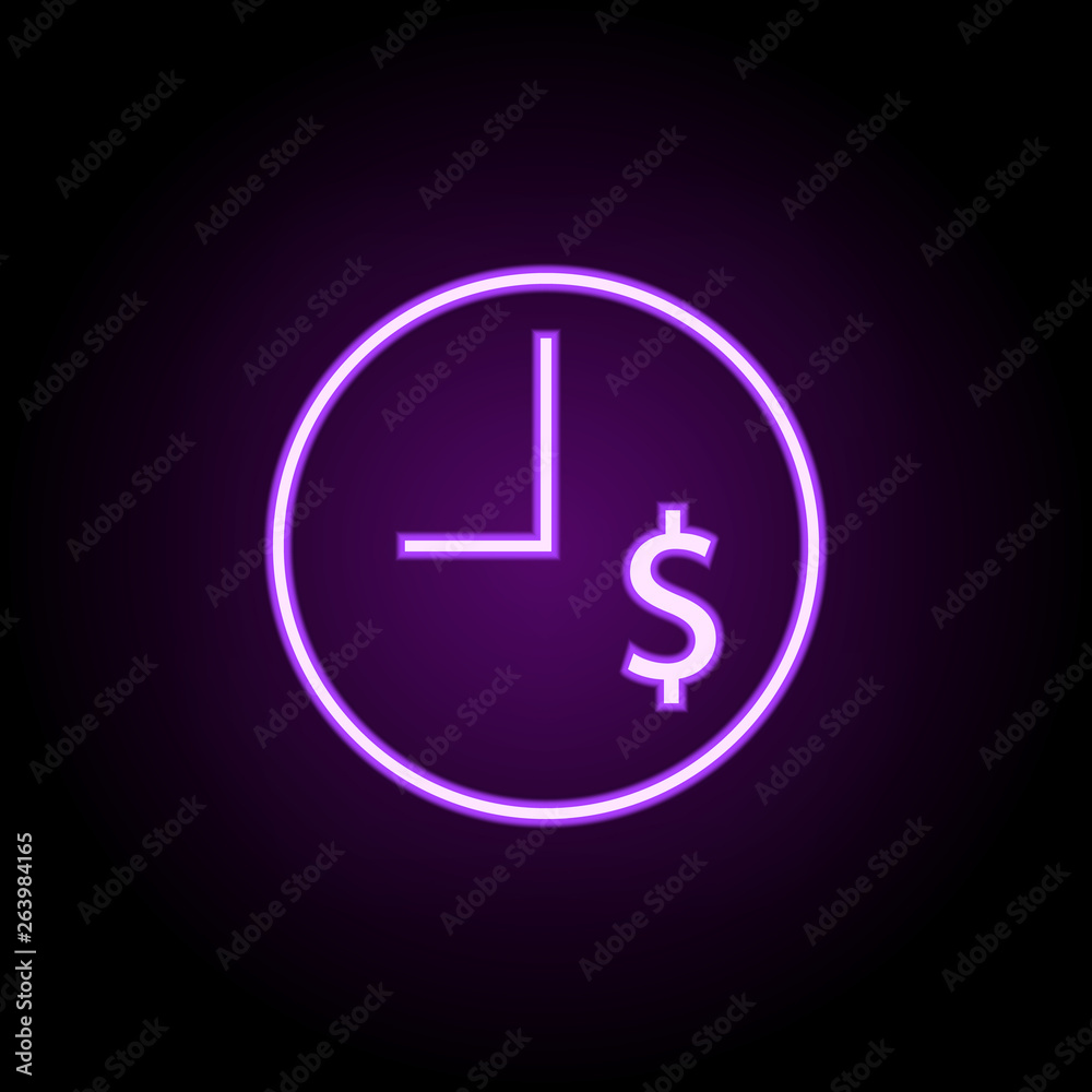 time money dollar neon icon. Elements of business set. Simple icon for websites, web design, mobile app, info graphics time money dollar neon icon. Elements of business set. Simple icon for websites, web design, mobile app, info graphics