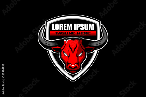 bull head with shield logo template