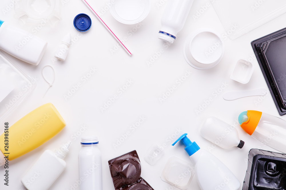 Obraz premium Selection of plastic garbage for recycling. Concept of recycling