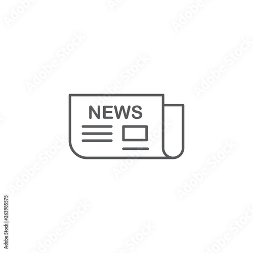 News symbol. Newspaper line icon, outline vector symbol illustration, linear pictogram isolated on white