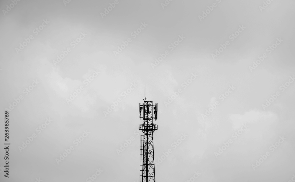 Telecommunication tower Antenna on white background