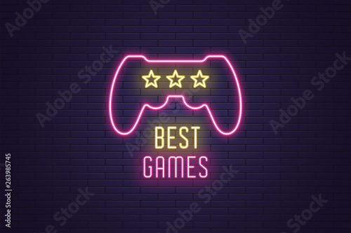 Neon composition of headline Best Games. Gaming