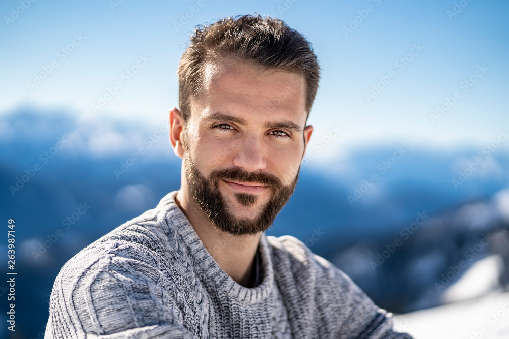 Germany, Bavaria, Brauneck, portrait of confident man in winter in the mountains Germany, Bavaria, Brauneck, portrait of confident man in winter in the mountains