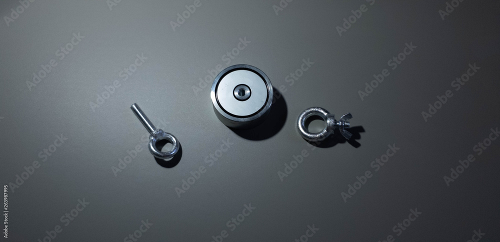 Search magnet with a rope close-up. Magnet for searching under water.
