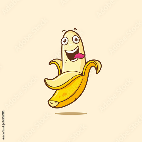 Crazy banana funny cartoon character vector illustration
