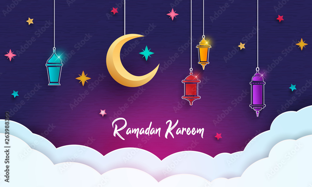 Ramadan Kareem holiday background.P aper cut style Ramadan Kareem holiday background.P aper cut style