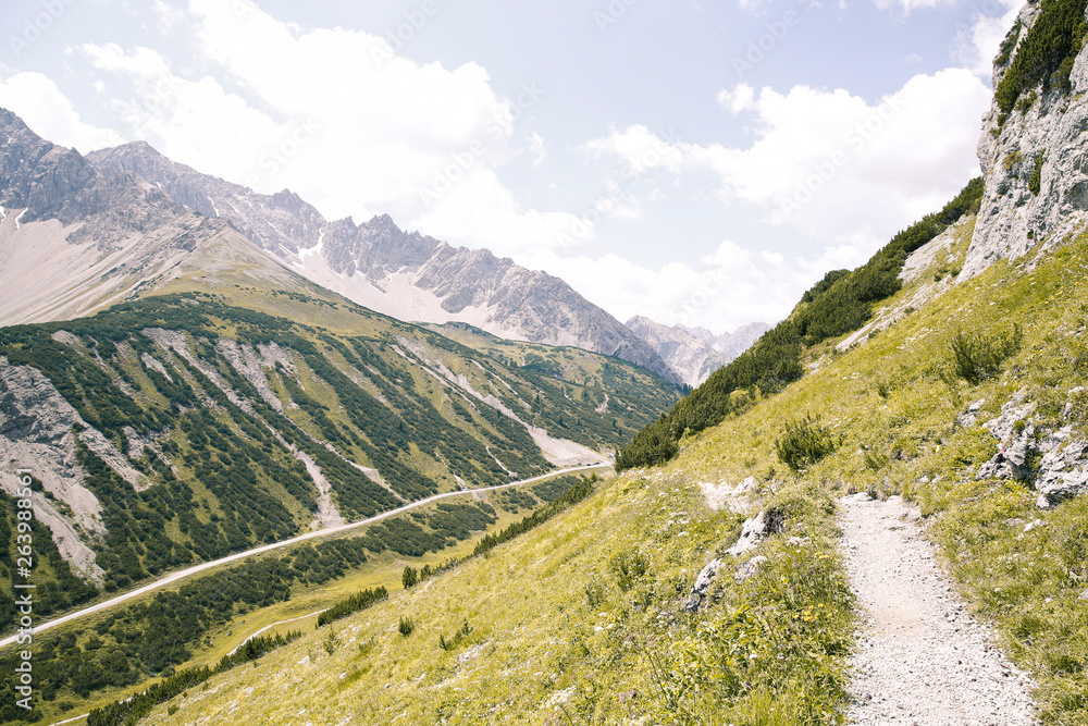 Austria, Tyrol, hiking trail in the mountains Austria, Tyrol, hiking trail in the mountains