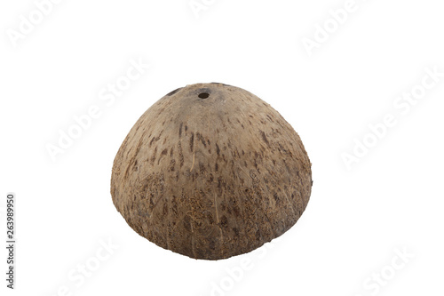 Coconut shell isolated on white background.Clipping path.