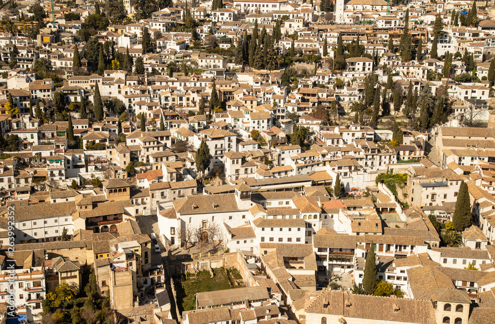 Spain, Andalusia, view on center of Granada from Alhambra Spain, Andalusia, view on center of Granada from Alhambra