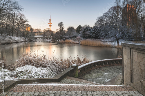 Germany, Hamburg, park Planten un Blomen at a winter morning photo