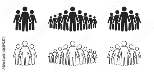 People icon set. Stick figures, people crowd icon for infographic isolated on background. Vector