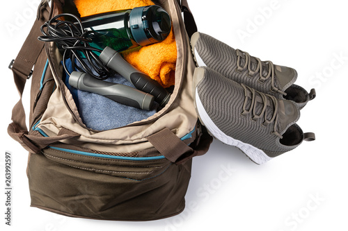 Sports bag with sports equipment